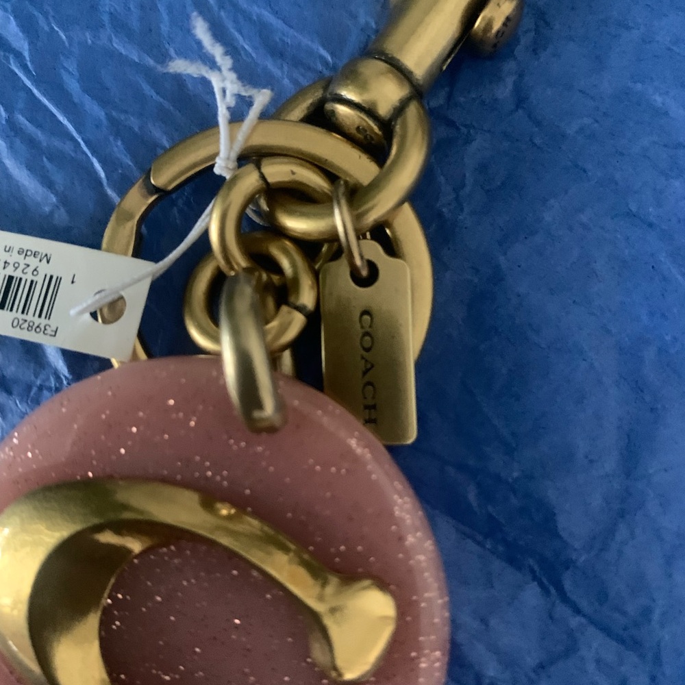 Coach Pink and Gold Monogram Bag Charm/Keychain - Picture 5 of 5